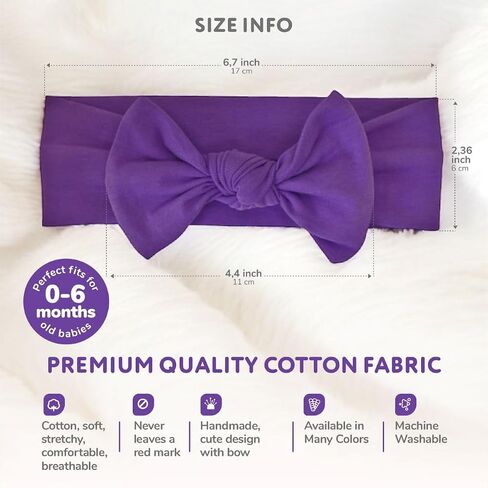 Baby Girl Headbands 0–6 Months – Newborn Infant Soft Cotton Handmade Bow Headband, Stretchy No Mark Baby Hair Accessories (Soft White, 0-6 Month) in Saudi Arabia