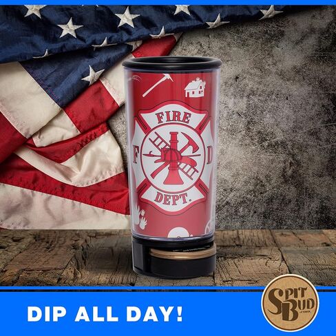 Spit Bud American Eagle المبصقة المثالية للمضغ - كوب للغمس والاستنشاق قابل للحمل مع غطاء، وعروة منبثقة، وقمع مقاوم للانسكاب، وقاطع العلب وحامل - يناسب حاملات الأكواب - يحمل 8 أونصة - صنع في الولايات المتحدة الأمريكية in Saudi Arabia