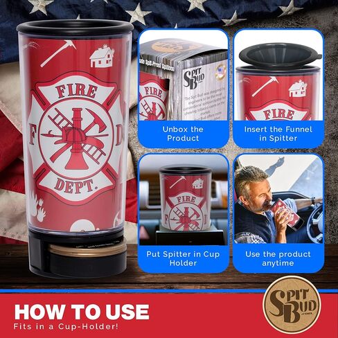Spit Bud American Eagle المبصقة المثالية للمضغ - كوب للغمس والاستنشاق قابل للحمل مع غطاء، وعروة منبثقة، وقمع مقاوم للانسكاب، وقاطع العلب وحامل - يناسب حاملات الأكواب - يحمل 8 أونصة - صنع في الولايات المتحدة الأمريكية in Saudi Arabia