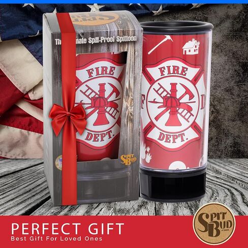 Spit Bud American Eagle المبصقة المثالية للمضغ - كوب للغمس والاستنشاق قابل للحمل مع غطاء، وعروة منبثقة، وقمع مقاوم للانسكاب، وقاطع العلب وحامل - يناسب حاملات الأكواب - يحمل 8 أونصة - صنع في الولايات المتحدة الأمريكية in Saudi Arabia