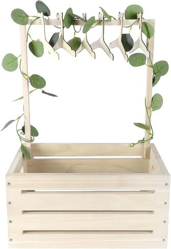 Okydoky Wooden Baby Shower Crate Wardrobe, Baby Gift Basket with Handle, Kids Clothes Hanger and Garland, Baby Storage Basket, Personalized Baby Basket for Pregnant New Parents NO.LPL，Wood1 in Saudi Arabia