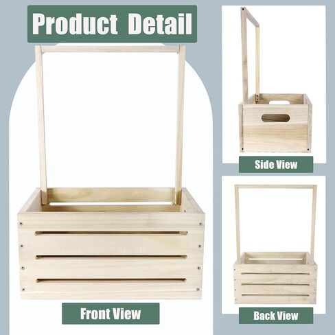 Okydoky Wooden Baby Shower Crate Wardrobe, Baby Gift Basket with Handle, Kids Clothes Hanger and Garland, Baby Storage Basket, Personalized Baby Basket for Pregnant New Parents NO.LPL，Wood1 in Saudi Arabia