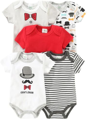 5pcs Newborn Infant Toddler Rompers Unisex Funny Letter Print Cute Bodysuits in Saudi Arabia
