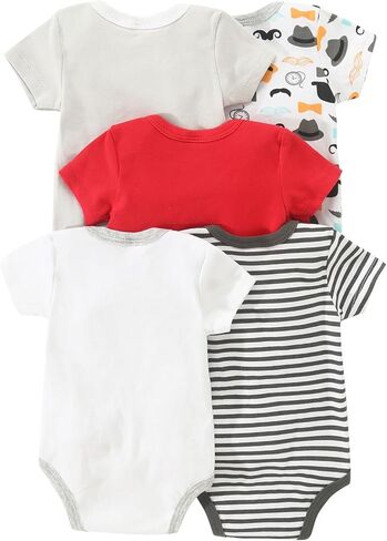 5pcs Newborn Infant Toddler Rompers Unisex Funny Letter Print Cute Bodysuits in Saudi Arabia
