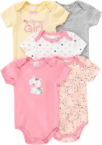 5pcs Newborn Infant Toddler Rompers Unisex Funny Letter Print Cute Bodysuits in Saudi Arabia