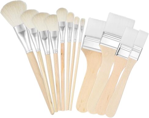 7 Pieces Mop Brush for Acrylic Painting, Assorted Size Acrylic Paint Brush Set Blending Mop Brushes with Wooden Handle Paint Brushes for Acrylic Painting Watercolor Foil Gold Oil Painting in Saudi Arabia