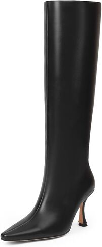 iiimmu Knee High Boots for Women Pointed Toe 3.5 IN Stiletto Heel Women Boots Zipper Knee High Boots Dress Fashion Trendy Sexy High Heel Boots in Saudi Arabia
