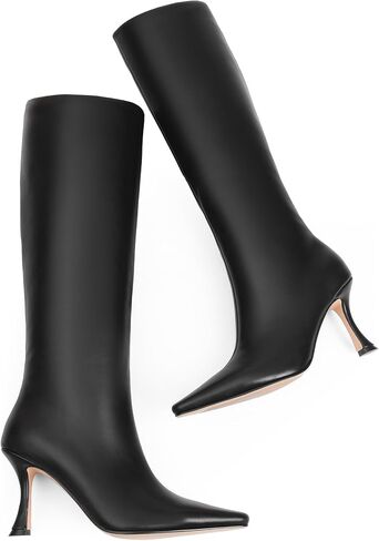 iiimmu Knee High Boots for Women Pointed Toe 3.5 IN Stiletto Heel Women Boots Zipper Knee High Boots Dress Fashion Trendy Sexy High Heel Boots in Saudi Arabia