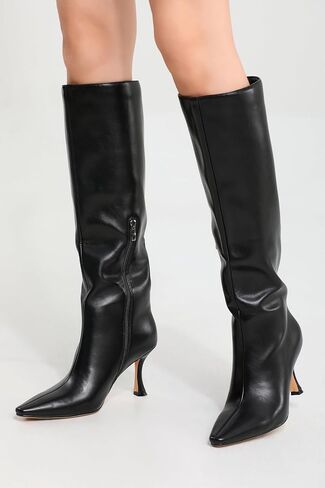 iiimmu Knee High Boots for Women Pointed Toe 3.5 IN Stiletto Heel Women Boots Zipper Knee High Boots Dress Fashion Trendy Sexy High Heel Boots in Saudi Arabia