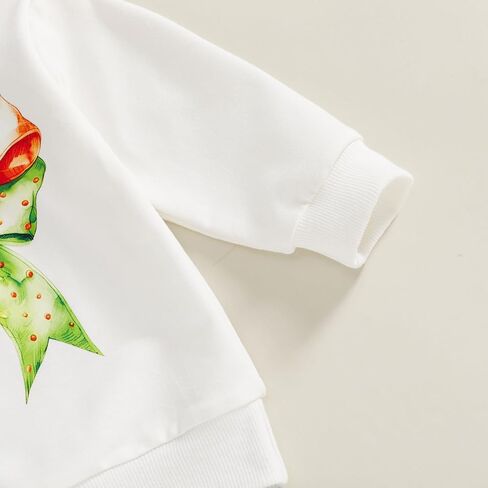 Toddler Baby Girl Christmas Outfits Bow Print Long Sleeve Sweatshirt Solid Ribbed Flare Pants Headband 3 Piece Set in Kuwait