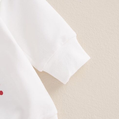 Toddler Baby Girl Christmas Outfits Bow Print Long Sleeve Sweatshirt Solid Ribbed Flare Pants Headband 3 Piece Set in Kuwait