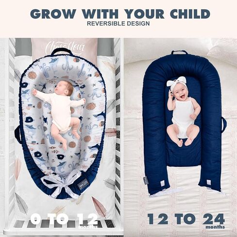 Baby Lounger for Newborn Infant Nest Portable Co Sleeper in Bed Newborn Lounger for 0-24 Months Adjustable 100% Cotton Soft Baby Floor Seat for Travel Boys & Girls Essentials Gift Baby Soft Snuggle in Kuwait