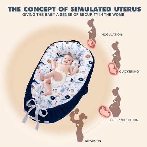 Baby Lounger for Newborn Infant Nest Portable Co Sleeper in Bed Newborn Lounger for 0-24 Months Adjustable 100% Cotton Soft Baby Floor Seat for Travel Boys & Girls Essentials Gift Baby Soft Snuggle in Kuwait