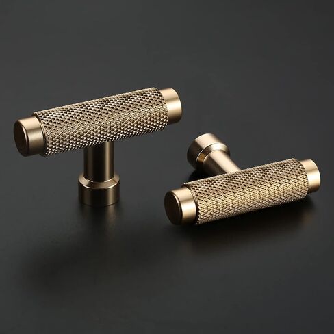 Asidrama 10 Pack Knurled Champagne Bronze Kitchen Cabinet Knobs Gold Dresser Knobs Drawer Knobs Single Hole Cabinet T Bar Pull Handles for Kitchen Wardrobe Cupboard in Saudi Arabia