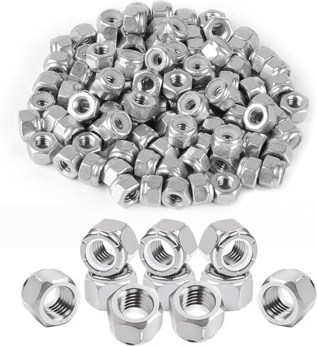 166 Pcs Locknuts Assortment Kit, Metric Lock Nuts, Nylon Insert Lock Nuts, M3 M4 M5 M6 M8 M10 M12 Nuts, 304 Stainless Steel Nylock Nuts for Bolt Screws, Standard Threaded Assorted Hardware Nuts in Saudi Arabia
