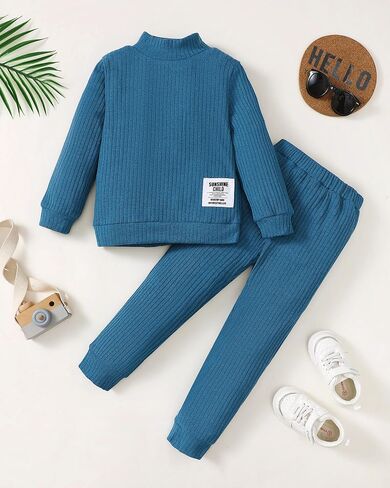 Toddler Boy Clothes Baby Boy Warm Clothes Fall Winter Outfit Long Sleeve Knitted Sweater Cotton Tops Pants Sets in Saudi Arabia