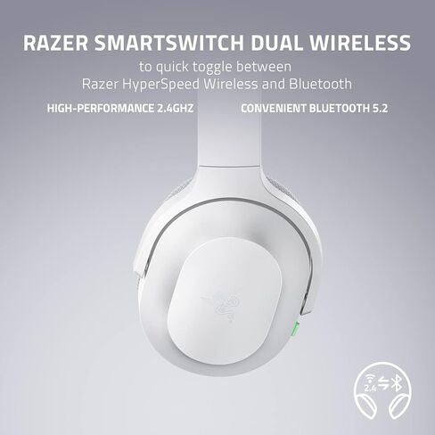 سماعة رأس Razer Barracuda اللاسلكية للألعاب والهواتف المحمولة (كمبيوتر شخصي، PlayStation، Switch، Android، iOS): 2.4 جيجا هرتز لاسلكي + بلوتوث - ميكروفون مدمج لإلغاء الضوضاء - برامج تشغيل 50 مم - بطارية 40 ساعة - أبيض زئبقي in Kuwait