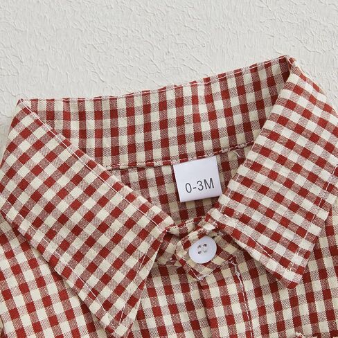 Douhoow Baby Plaid Romper Boys Girls Button Down Bodysuit Long Sleeve Lapel Neck Tops Fall Winter Festival Clothes in Saudi Arabia