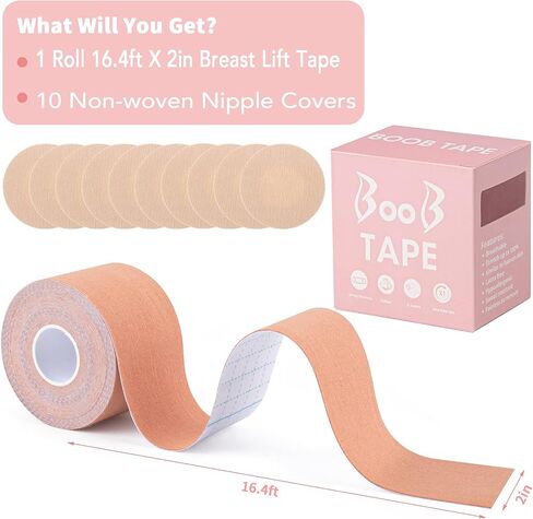 Boobtape for Breast Lift, Trans Tape, Shape, and Flaunt Your Body with MyMegan Boob Tape, 3in XXL Breast Tape - The Ultimate Breast Lift Solution with Reusable Nipple Covers and Free Pasties! in Saudi Arabia