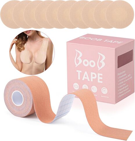 Boobtape for Breast Lift, Trans Tape, Shape, and Flaunt Your Body with MyMegan Boob Tape, 3in XXL Breast Tape - The Ultimate Breast Lift Solution with Reusable Nipple Covers and Free Pasties! in Saudi Arabia