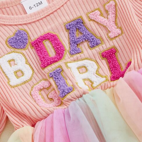 Matching Sister Outfits Girl and Baby Birthday Gril Print Ribbed Ruffle Sleeve Top with Tulle Dress/Baby Romper Dress in Saudi Arabia