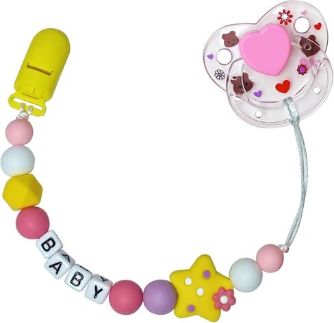 Purple Pacifier Clip with Magnetic Pacifier Reborn Dolls Toy Accessories (Star) in Saudi Arabia