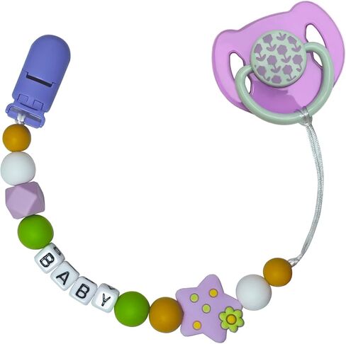 Purple Pacifier Clip with Magnetic Pacifier Reborn Dolls Toy Accessories (Star) in Saudi Arabia