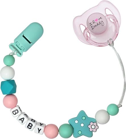 Purple Pacifier Clip with Magnetic Pacifier Reborn Dolls Toy Accessories (Star) in Saudi Arabia