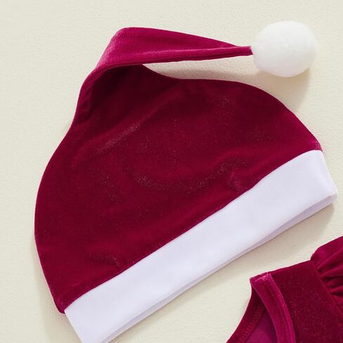 Infant Baby Girls Christmas Clothes Santa Claus Velvet Romper Top Bell Pants Fur Hat Winter Outfits in Saudi Arabia
