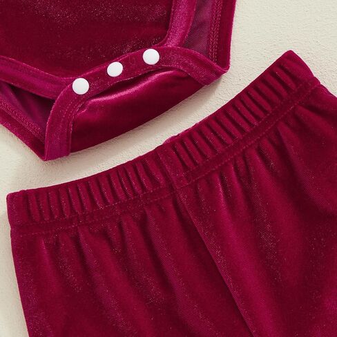 Infant Baby Girls Christmas Clothes Santa Claus Velvet Romper Top Bell Pants Fur Hat Winter Outfits in Saudi Arabia