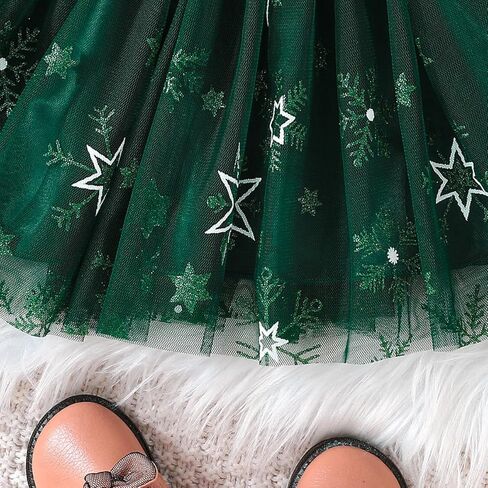 ABAFIP Toddler Baby Girl Fall Winter Clothes Velvet Long Sleeve Smocked Tutu Glitter Tulle Christmas Dress in Kuwait