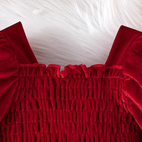 ABAFIP Toddler Baby Girl Fall Winter Clothes Velvet Long Sleeve Smocked Tutu Glitter Tulle Christmas Dress in Saudi Arabia