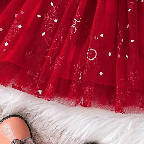 ABAFIP Toddler Baby Girl Fall Winter Clothes Velvet Long Sleeve Smocked Tutu Glitter Tulle Christmas Dress in Saudi Arabia