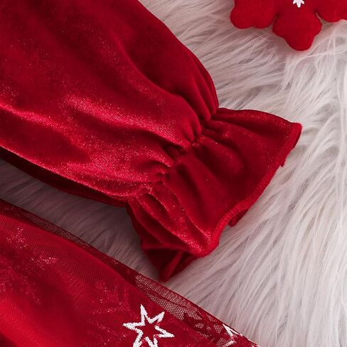ABAFIP Toddler Baby Girl Fall Winter Clothes Velvet Long Sleeve Smocked Tutu Glitter Tulle Christmas Dress in Saudi Arabia