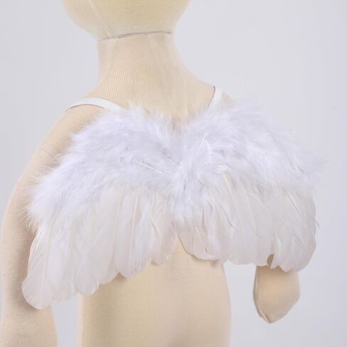 Holibeat 0-6M Baby White Fairy Feather Angel Wings with a Headband Newborn Photography Posing Props (White) in Kuwait