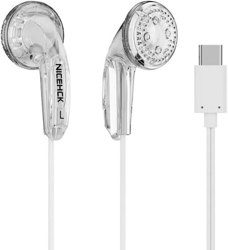 سماعات أذن Yuandao HiFi السلكية: 15.4 ملم ديناميكي من النوع C، سماعات رأس مسطحة مع زر الاتصال/التحكم في الموسيقى، سماعات أذن ستيريو باس للألعاب/الرياضة/الطلاب/الكمبيوتر/الهاتف/الكمبيوتر اللوحي، أسود بدون ميكروفون in Saudi Arabia