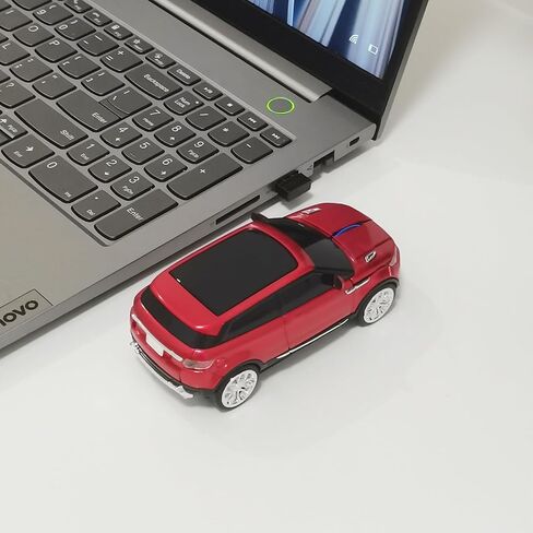 ماوس سيارة لاسلكي، ماوس رائع على شكل سيارة SUV، 1600 نقطة في البوصة، ثلاثي الأبعاد، ماوس لاسلكي 2.4 جيجا هرتز، مستقبل USB، مصابيح أمامية مع ضوء أزرق LED، للكمبيوتر المحمول (أحمر) in Saudi Arabia