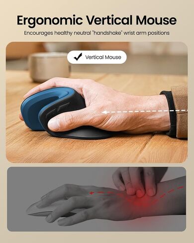 ProtoArc Ergonomic Mouse, EM11 NL Wireless Vertical Mouse, Ergo Mouse with Multi-Device, USB-C Rechargeable Mice for Windows, Mac OS, PC/Notebook/Laptop,White in Saudi Arabia