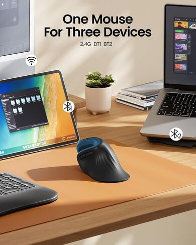 ProtoArc Ergonomic Mouse, EM11 NL Wireless Vertical Mouse, Ergo Mouse with Multi-Device, USB-C Rechargeable Mice for Windows, Mac OS, PC/Notebook/Laptop,White in Saudi Arabia