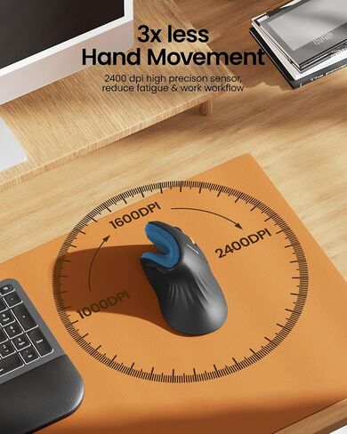 ProtoArc Ergonomic Mouse, EM11 NL Wireless Vertical Mouse, Ergo Mouse with Multi-Device, USB-C Rechargeable Mice for Windows, Mac OS, PC/Notebook/Laptop,White in Saudi Arabia