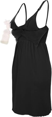 iloveSIA Plus Size Nursing Nightgown Build-in Pumping Bras Hands Free in Kuwait