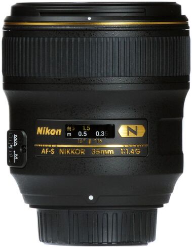 نيكون - عدسة AF-S NIKKOR مقاس 35 مم f/1.4G ذات زاوية واسعة (2198) + طقم مرشح + حافظة للغطاء + طقم تنظيف (متجدد) in Saudi Arabia