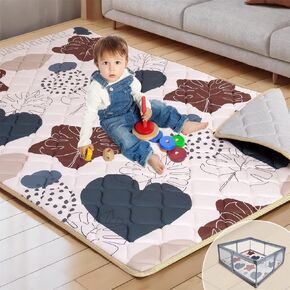 74x50 Playpen Mat Foam Thick, Extra Thicker & Large Baby Play Mat for Babies Kids Toddlers Infants Floor Crawling, Foldable & Washable Cushioning Padded Foam Baby Playmat for Indoor & Outdoor, Boho