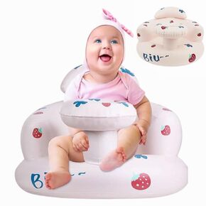 Inflatable Baby Floor Seat – Portable Baby Bouncer Self Inflatable seat for Babies 3 Months &-Up with Built-in Air Pump for Sitting Back Support