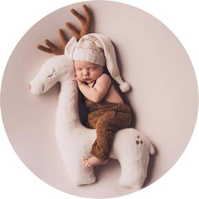 Christmas Creative Elk Posing Pillow Newborn Photography Props Newborn Shooting Elk Antler Pillow Baby Room Pillow Decoration Infant Photo Studio Posing Props (Brown)