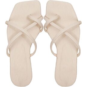 GORGLITTER Women's Strappy Sandals Dressy Sandals Toe Ring Sandals Summer Flat Sandals