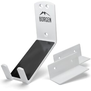Borgen Bike Wall Mount Pedal Hook for E-Bikes, MTB & Road Bicycle Wall Mount with Support Brackets and Wall Protection Pads, Suitable as Bike Rack Garage Bike Storage Shed and Bicycle Storage Indoor