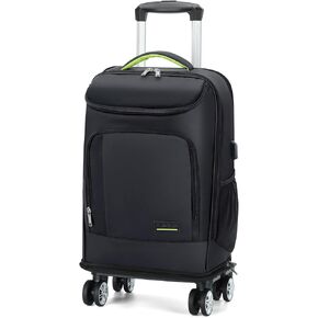 Lekebobor Travel Rolling Backpack, 18 inch Waterproof Backpack with 360° Wheels for 15.6" Laptop, Convertible Airline Approved Travel Backpack for Men & Women, Business, Commuter(Black)