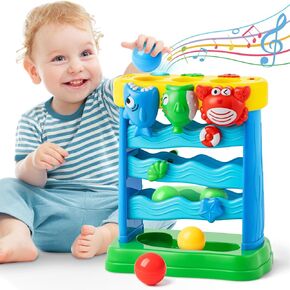 V-Opitos Musical Toys for 1, 2 Years Old Boys & Girls, Feeding Interactive Toys Gifts for Baby 6-12, 12-18 Months, Montessori Education Toys, Perfect Toddler Christmas Birthday Gifts