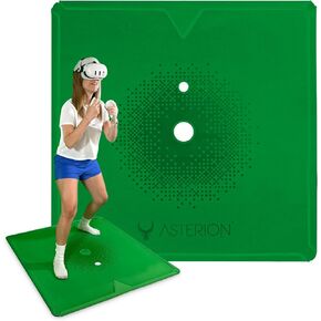 Asterion Rollable 41" VR Mat | Anti-Fatigue | Green Creators Edition | Upgraded 2024!!! - Thicker, Softer, Lighter - Virtual Reality Floor Orientation Mat for Meta Quest & Other VR/MR Headsets